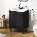 DWVO 24 Inch Black Bathroom Vanity with Undermount Sink, Small Bathroom Sink Cabinet, Modern Bathroom Storge Vanity Includes Adjustable Legs, 2 Large Soft Closing Doors & Drain