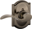 SCHLAGE Accent Lever with Camelot Trim Non-Turning Lock in Antique Pewter - Right Handed - F170 ACC 620 CAM RH