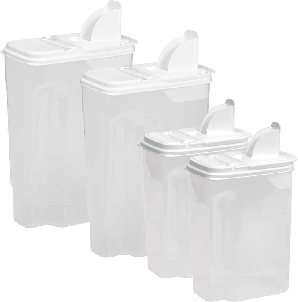 Buddeez Bag In All Purpose Food 4 Piece Dispenser Set - Includes 2 x 8 Quart and 2 x 3.5 Quart Containers - Pet and Pantry Storage