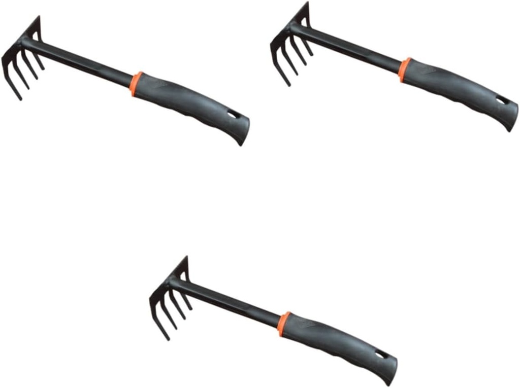 Happyyami 3pcs Garden Rake Loosen Soil Tool Cultivator Tool Garden Soil Tiller Short Leaf Rake Cultivator Rake Gardener Cultivator Rake Garden Tool Gardening Hand Tools Tiller Rake Set Metal