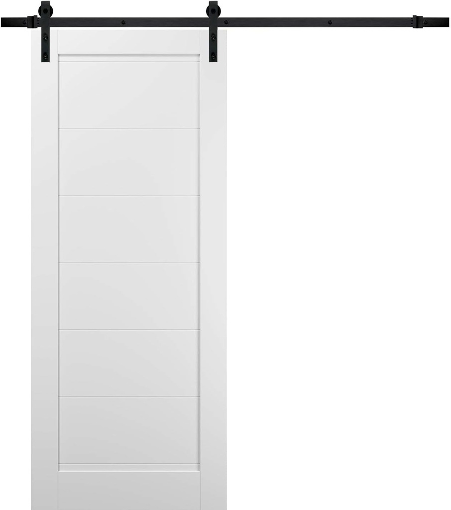 SARTODOORS Quadro 4115 | Interior Single Sliding barn Door, no Glass, MDF, 36x84, White, Modern Style | Hardware Included
