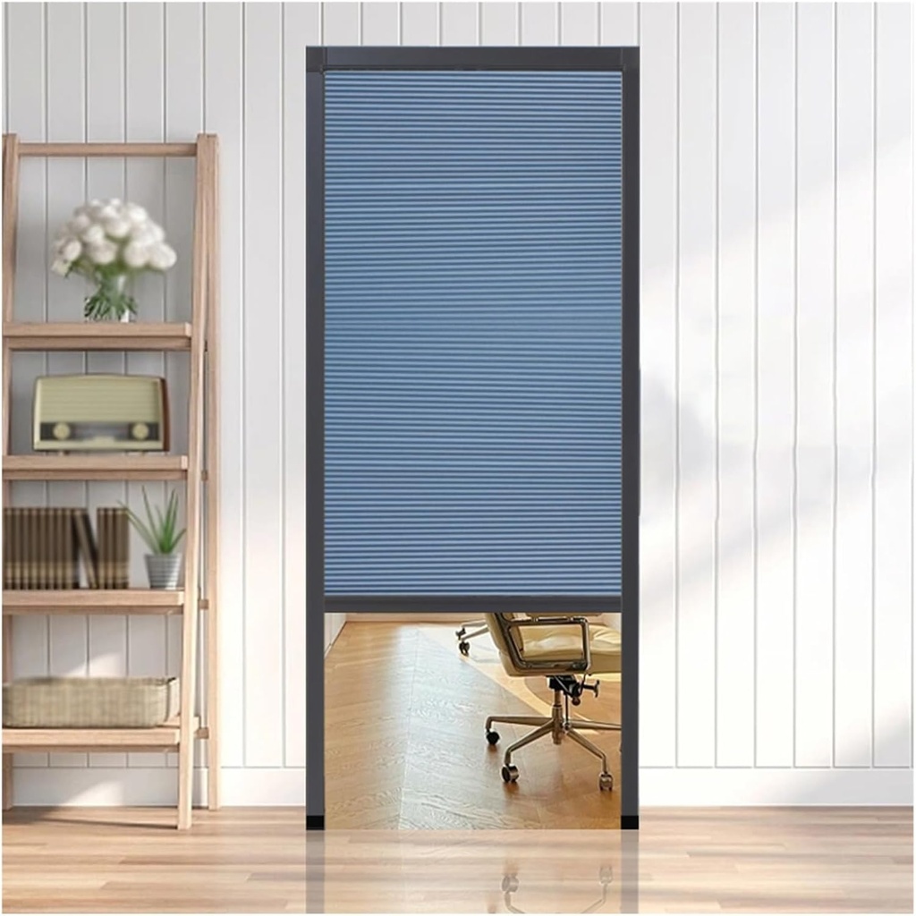 Retractable Folding Door Pull Down, 36" Wide Soundproof Accordion Door for Doorway, Studio & Kitchen, Blue, 36x80in (91.4x203cm) - Space-Saving Solution