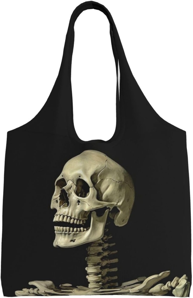 A Skeleton Canvas Tote Bag Reusable Grocery Bags Shopping Bags Large Canvas Bags with Handles