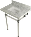 Kingston Brass KVPB30MASQ1 Templeton 30" x 22" Carrara Marble Vanity Top with Clear Acrylic Console Legs, Carrara Marble/Polished Chrome