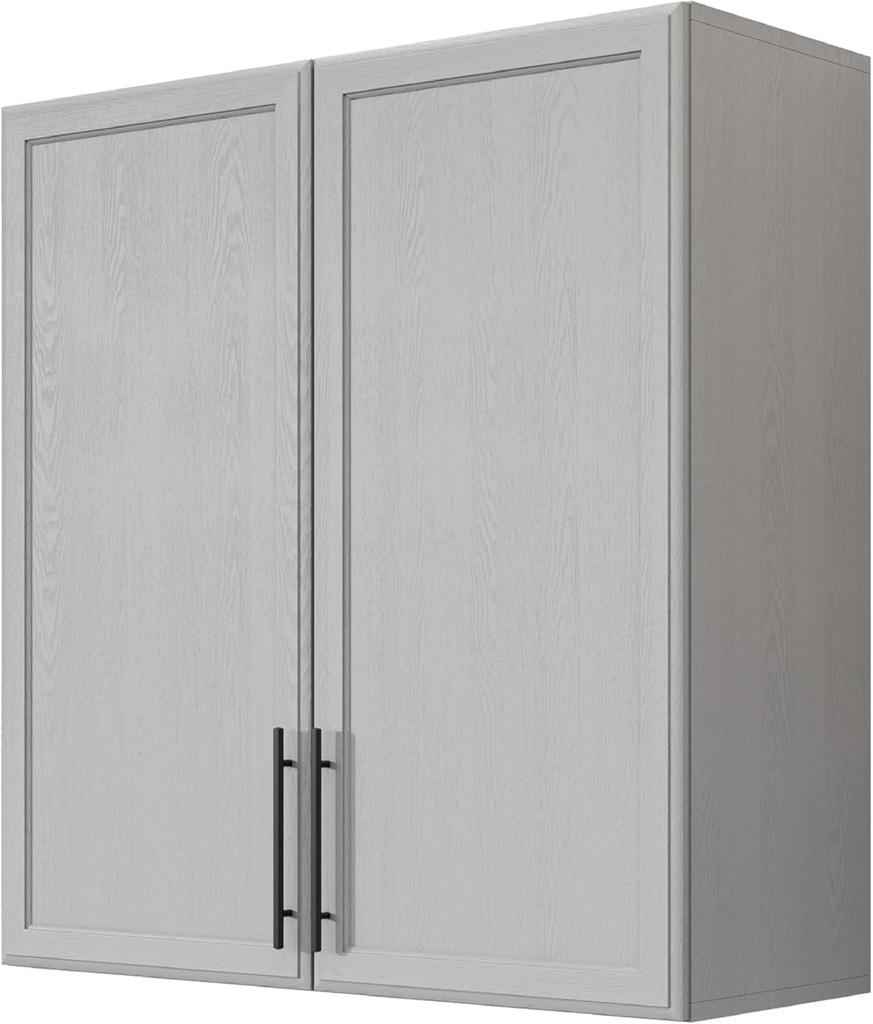 Wall Storage Cabinets - Large Kitchen Laundry Wall Amount Cabinets with Two Shaker Doors and Adjustable Shelf, in Grey