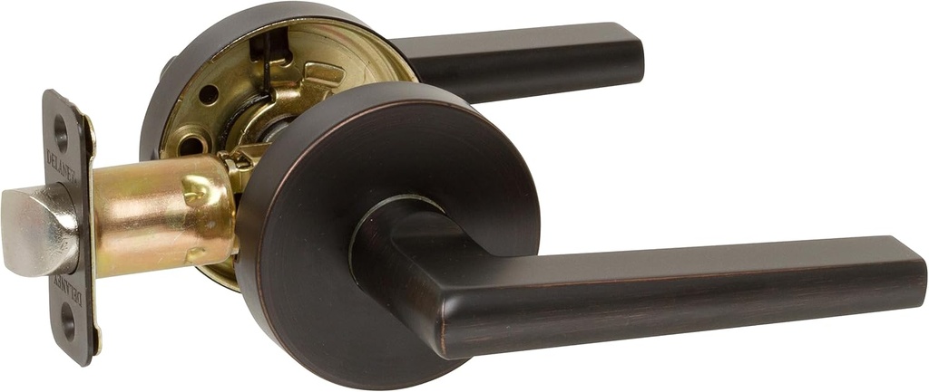 Delaney Hardware Vida Passage Door Handle with Round Trim, Fits Doors 1-3/8 to 1-3/4 in. Thick, Tuscany Bronze – Reversible Left/Right-Handed Hallway, Closet Door Lever with Latch – Easy to Install