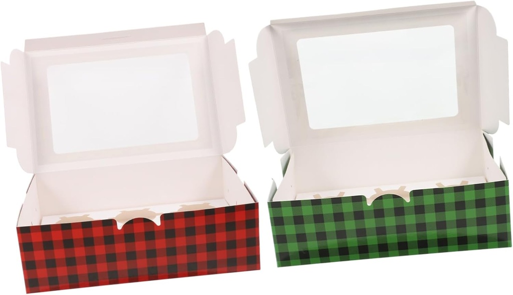 SAFIGLE 12pcs Christmas Muffin Cupcake Boxes with Window Sturdy Treat Packaging for Baked Goods Robust Mini Cake Carrier for Holiday Party Favors