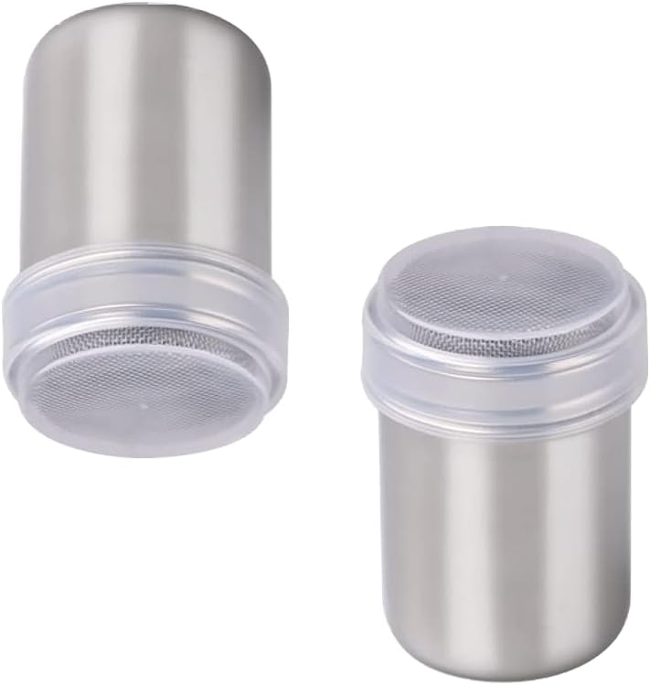 2 Pack Sugar Sifter Shaker Cinnamon Sugar Shaker Powdered Sugar Shaker with Lid Confectioners Sugar Dispenser Flour Sifter Duster