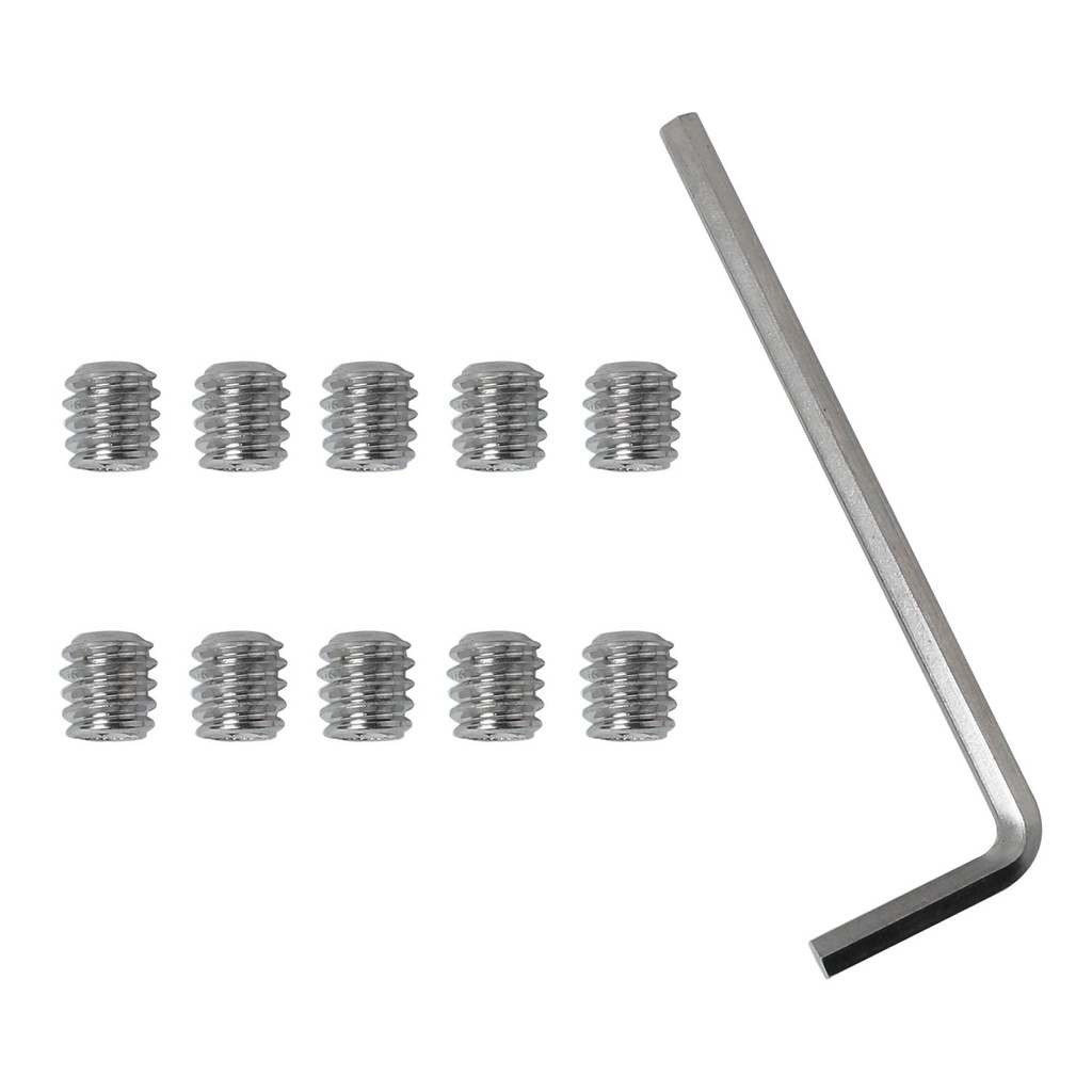10PCS 1/4-20 x 1/4 Hex Socket Set Screw Stainless Steel Full Thread Cup-Point Screw Full Thread Cup Point Grub Screws Set Screw for Bathroom Fixtures, Door Handle, Light Fixture with Hex Wrench