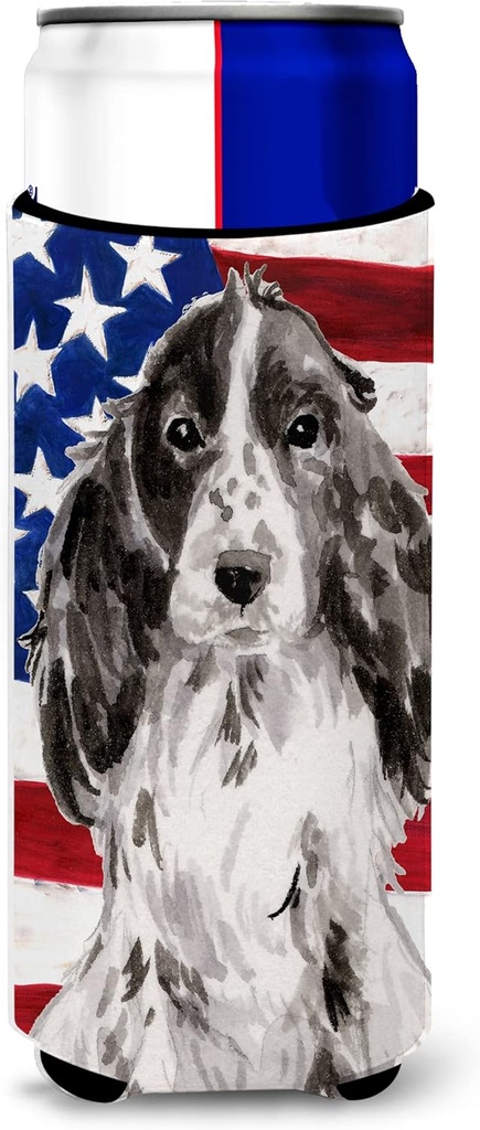 Caroline's Treasures Black Parti Patriotic Decorative Can Hugger, Multicolor, Slim