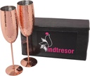 Stainless Steel Hammered Luxurious Look Champagne Variety Drinks Quencher Durable Unbreakable Chalices Goblets Lacquered Copper Finish Anti Tarnish 6.7 OZ. Set of 2.