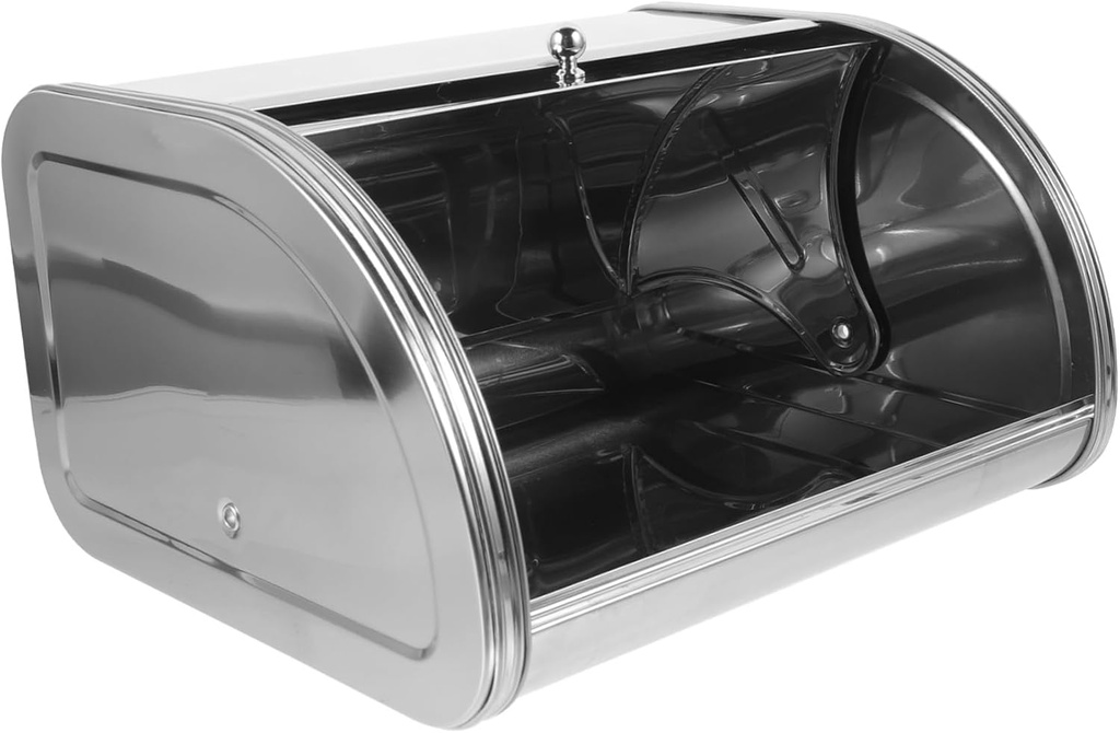 iplusmile Farmhouse Bread Holder Kitchen Countertop Bread Box Organizer for Snacks Fruits and Baked Goods with Sleek Mirror Finish