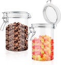 2 Pcs 25 Oz/750ml Plastic Sealed Jar Empty Clear Food Storage Container Bottles With Locking Clamp For Sugar Coffee Nuts Spices Cookie And More