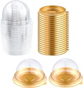 EchoDone 50 Set Clear Plastic Mini Cupcake Boxes Muffin Pod Dome Muffin Single Container Box Wedding Birthday Boxes (Gold)