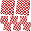 Newwiee Set of 8 Outdoor Stretch Cushion Cover Plaid Patio Chair Cushion Covers Replacement Furniture Couch Sofa Slipcovers Seat Soft Flexibility Protector Washable(Red and White)