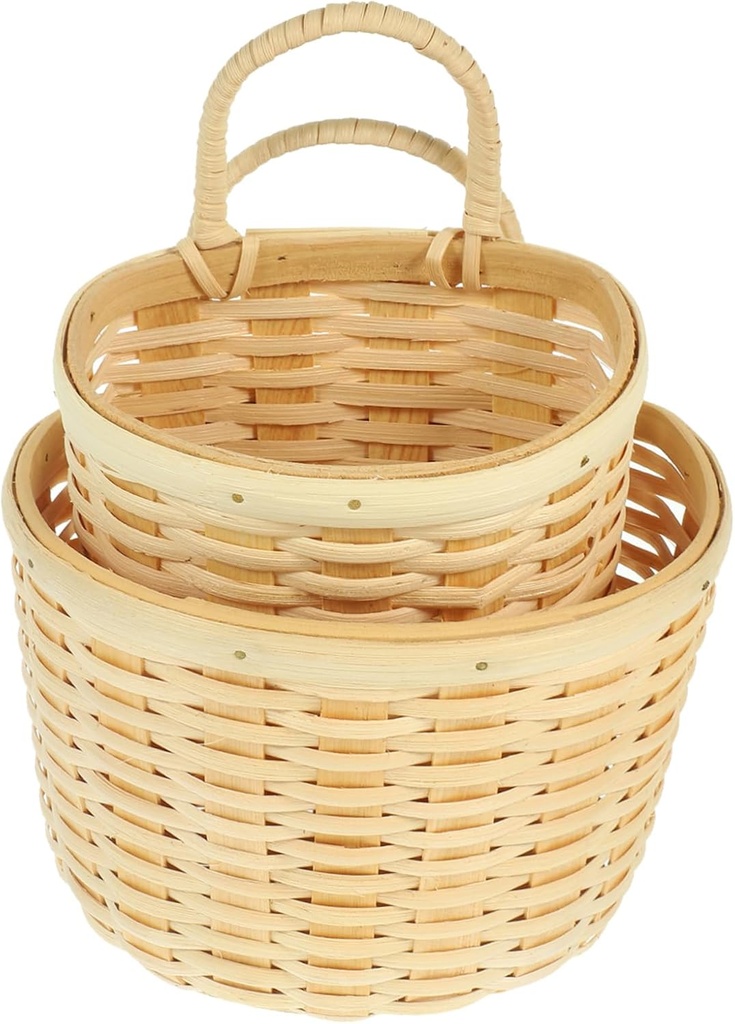 1set Woven Wall Basket for Kitchen Storage Hanging Fruit and Vegetable Organizer Practical Design for Clutter Space and Safe Materials for Storing Garlic Ginger Eggs