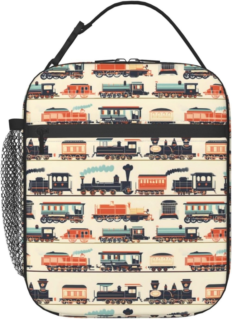 Insulated Lunch Box for Kids Boys Girls, Reusable Lunch Bag for School, Office, Picnic, Work, Travel, Train Theme Lunch Box