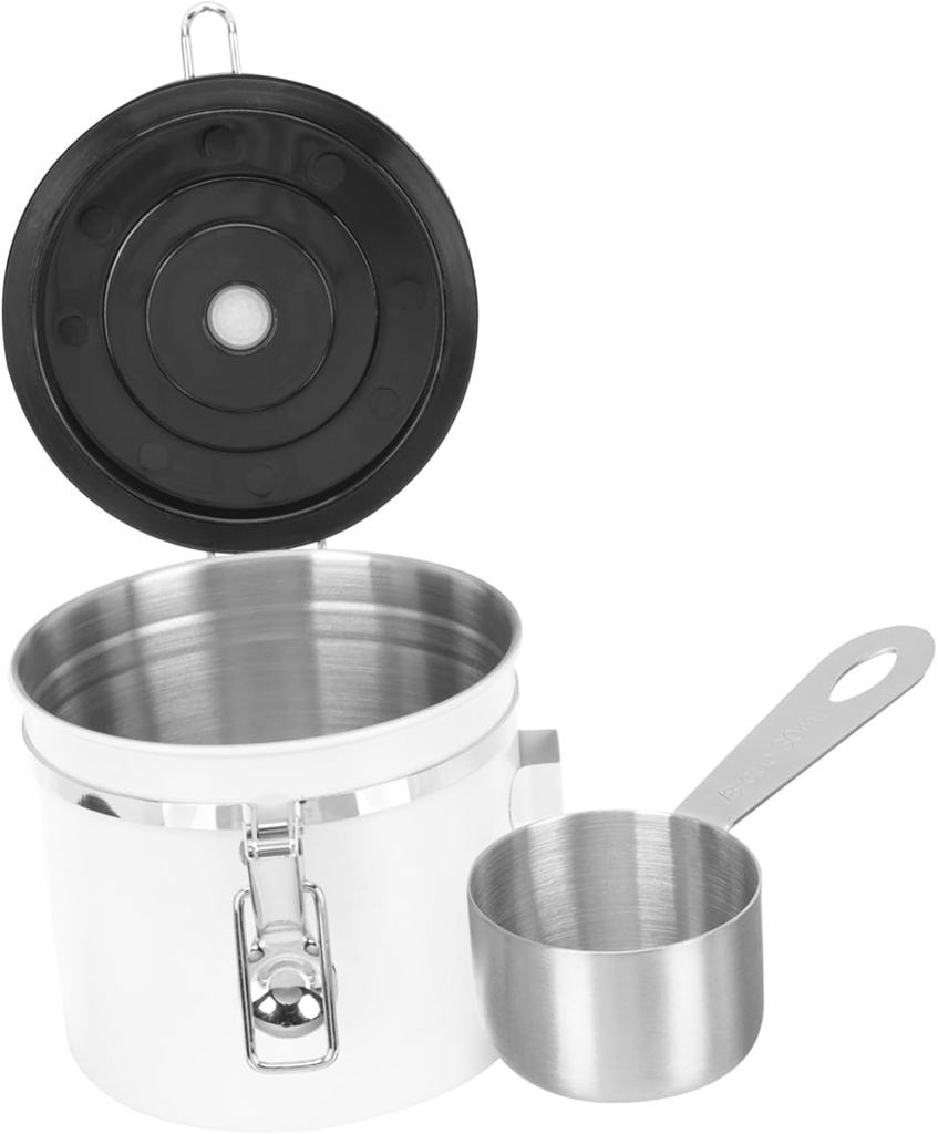 Household Sealed Coffee Bean Storage Jar Spoon Stainless Steel Tea Canister for Kitchen and Office Airtight Food Preservation for Coffee Dried Fruits and More