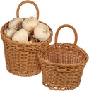 2pcs Wall Hanging Storage Basket for Onions Ginger Garlic Medium Large Woven Vegetable Baskets Stylish Kitchen Organizer for Fruits and Flowers