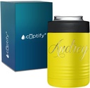 Personalized Can Cooler for Soda Custom Engraved on Yellow 12 oz Insulated Bottle Beverage Drink Holder