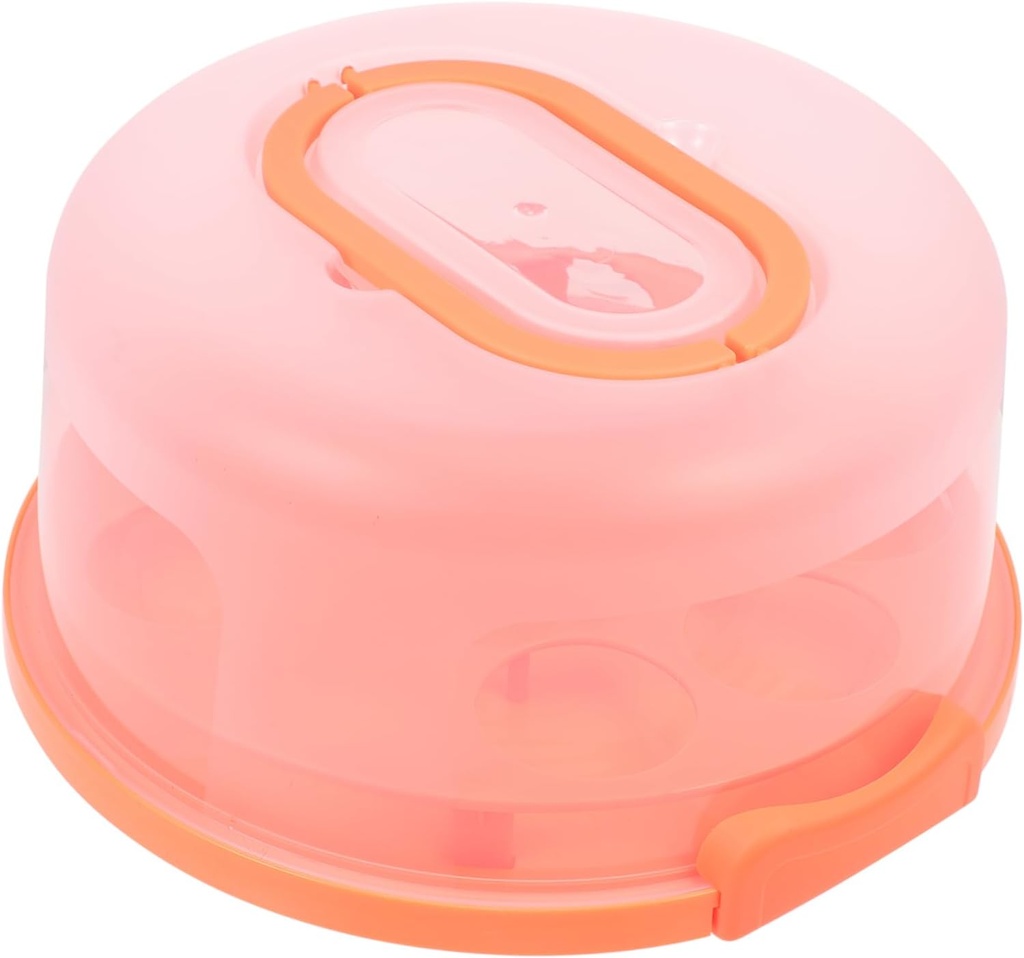 Portable Thickened Cake Carrier Box with Tray Buckle Sealed Cake Storage Container Wear Resistant and Odor Bakery Box for Birthday Parties and Outdoor Banquets Bright Orange