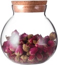 1PCS Empty Round Glass Jar with Cork Stopper Glass Food Storage Container Eco Bottle Small Ball Moss DIY Canister for Tea Coffee Spice Candy Cookie Home Decoration (500ml/17oz)