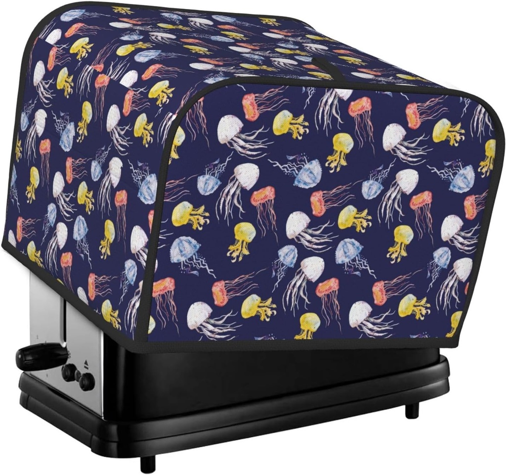 Oven Cover Kitchen Bread Machine Protector,4 Slice Toaster Cover For Home,Fingerprint Coaster Cover,Kitchen Small Appliance,Colorful Jellyfish