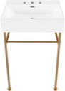 Claire 24" Console Sink White Basin Brushed Gold Legs with 8" Widespread Holes