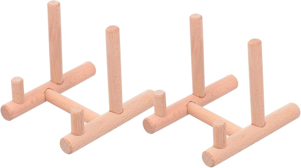 Garneck Pcs Wooden Dish Storage Racks Dry Rack for Dishes Plate Holders Platter Stands for Display Home Decorative Units