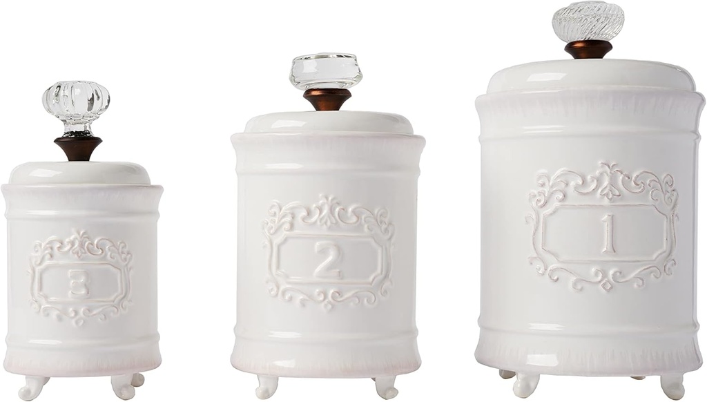 Mud Pie Kitchen Canister (Set of 3), White