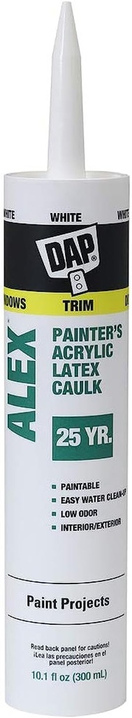 DAP Alex Painter's Acrylic Latex Caulk, White, 10.1 Oz (7079818670)