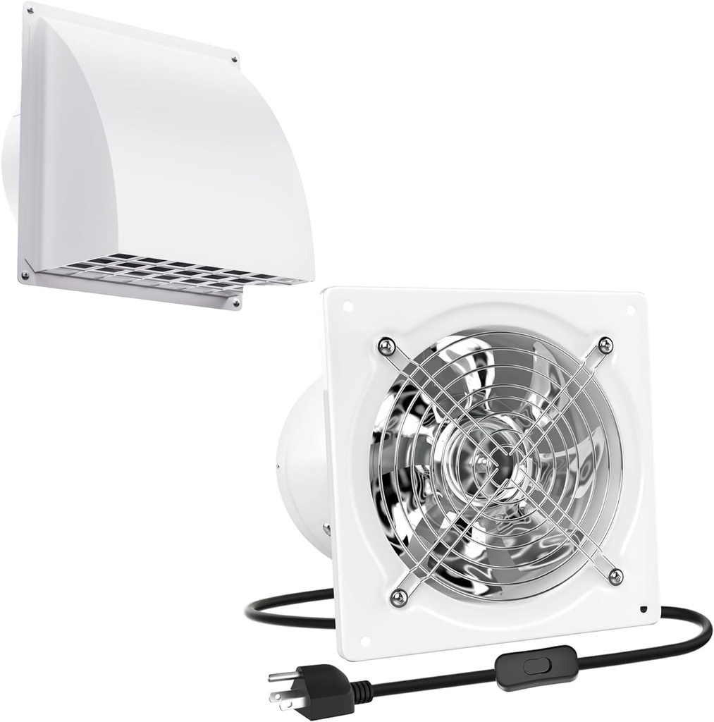 HG Power 567CFM 8 Inch Exhaust Fan and 8 Inch Wall Vent Cover