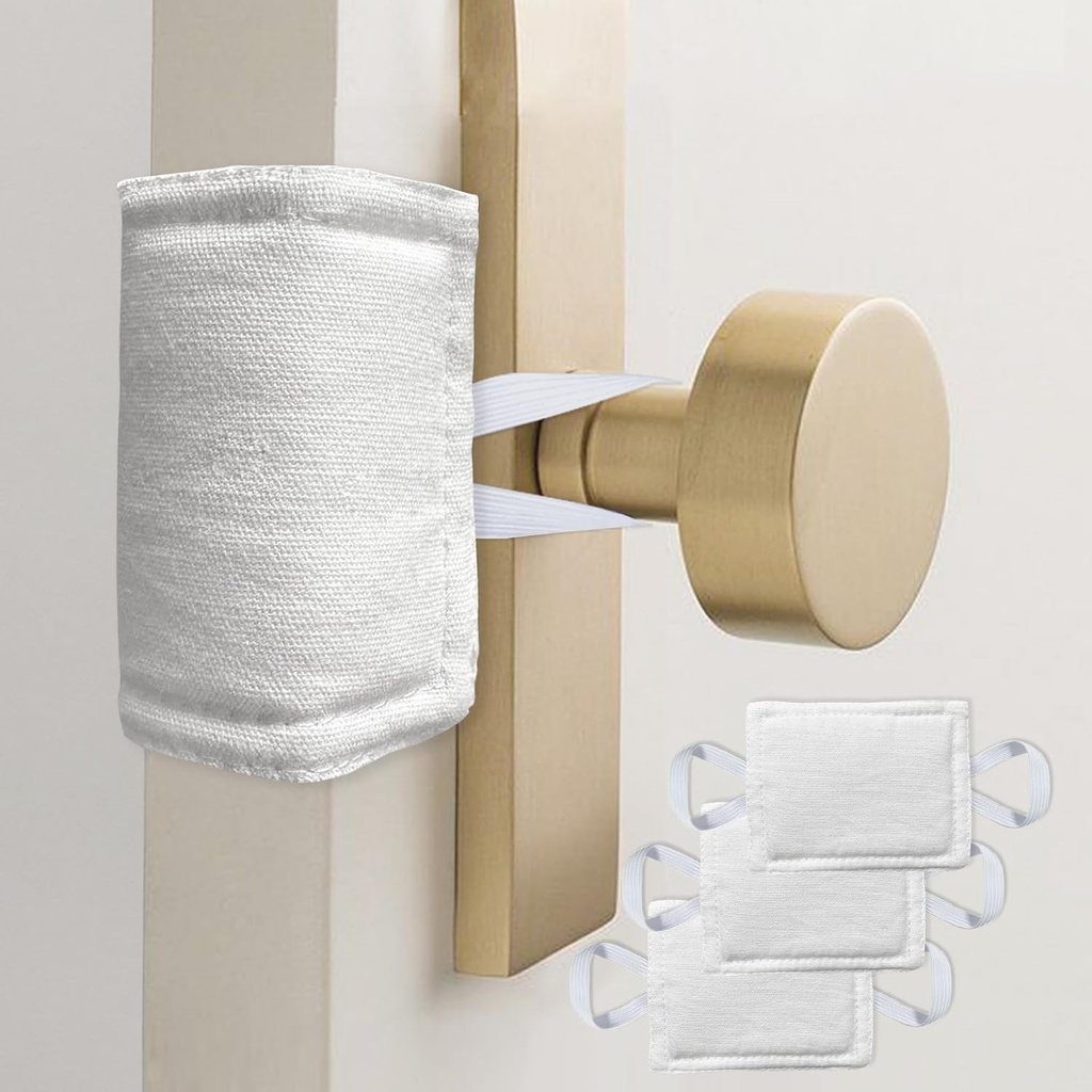 Door Latch Cover Baby Door Silencer Cushion for Slamming, Quiet Lock Cover Closer Durable Material for Light Sleeper Nursery Children - 4x3 inches, White, 3 Pieces
