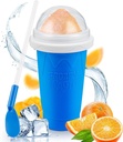 Slushy Maker Cup,Magic Quick Frozen Smoothies Cup, Portable Double Layer Slushy Maker Cup, Slushie Machine with Straw and Spoon, Ice Cream Maker Christmas Gifts for Family Kids and Family(Blue)