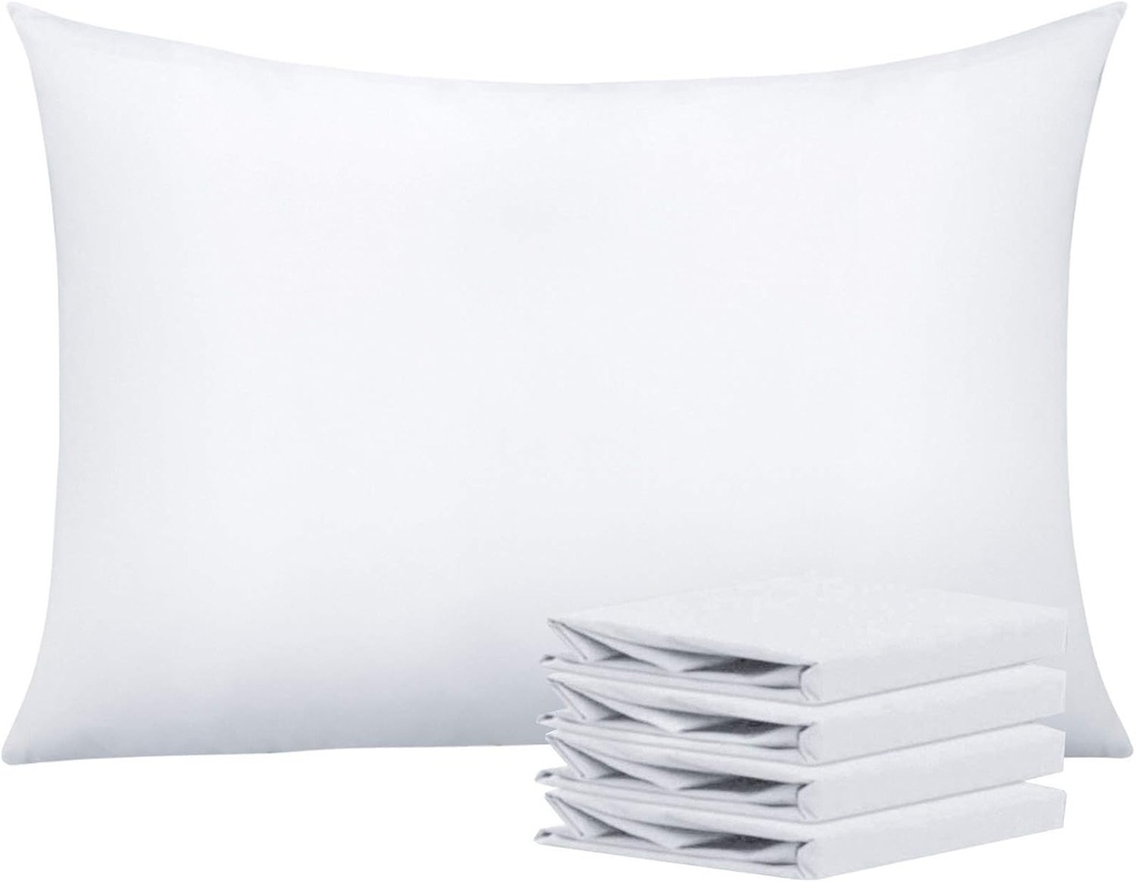 NTBAY Queen Pillowcase Set - 4 Pack Brushed Microfiber 20x30 Pillowcases - Soft, Wrinkle-Free, Fade-Resistant, Stain-Resistant, White Pillowcases with Envelope Closure - 20x30 Inches, White