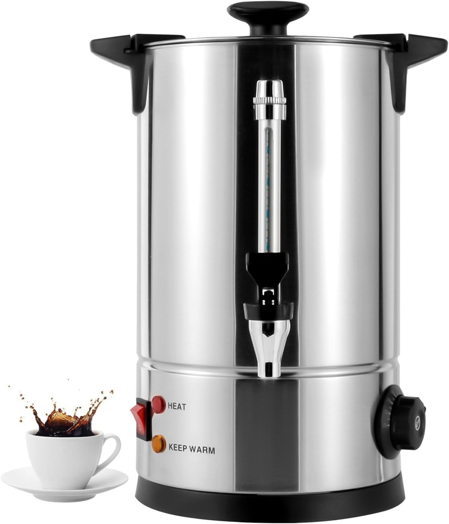Coffee Urn Stainless Steel 8L/2.11gal Hot Water Urn with Faucet Large Capacity 50 Cups Coffee Maker Commercial Grade Hot Coffee Dispenser for Buffet, Catering, Wedding, Gathering