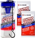 Fly Traps Outdoor Fly Trap for Patio with 2 Non-Toxic Dissolvable Bait Refills. Reusable Hanging Bug Catcher Killer for All Filth Flies for Outside Bug Control Yard Ranch. Hanging Chains Included