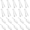 10 Pieces Plastic Serving Tongs Mini Kitchen Tongs Kitchen Tongs Utility and 10 Pieces Plastic Kitchen Scoops Clear Ice Scoop Mini Clear Buffet Scoop for Candy Dessert Buffet Ice