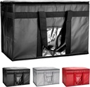 Heavy Insulated Cooler Bag with Zipper Closure, Reusable Grocery Shopping Bag Keep Food Hot or Cold, Collapsible Food Delivery Bag for Instacart, Restaurant, Food Transport (Black, 20"W x 13"H x 10"D)