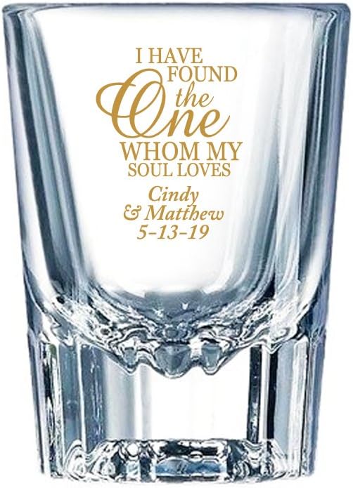 Personalized Color Printed Barcraft Shot Glass - I Have Found The One Whom My Soul Loves - Gold - 12 pack