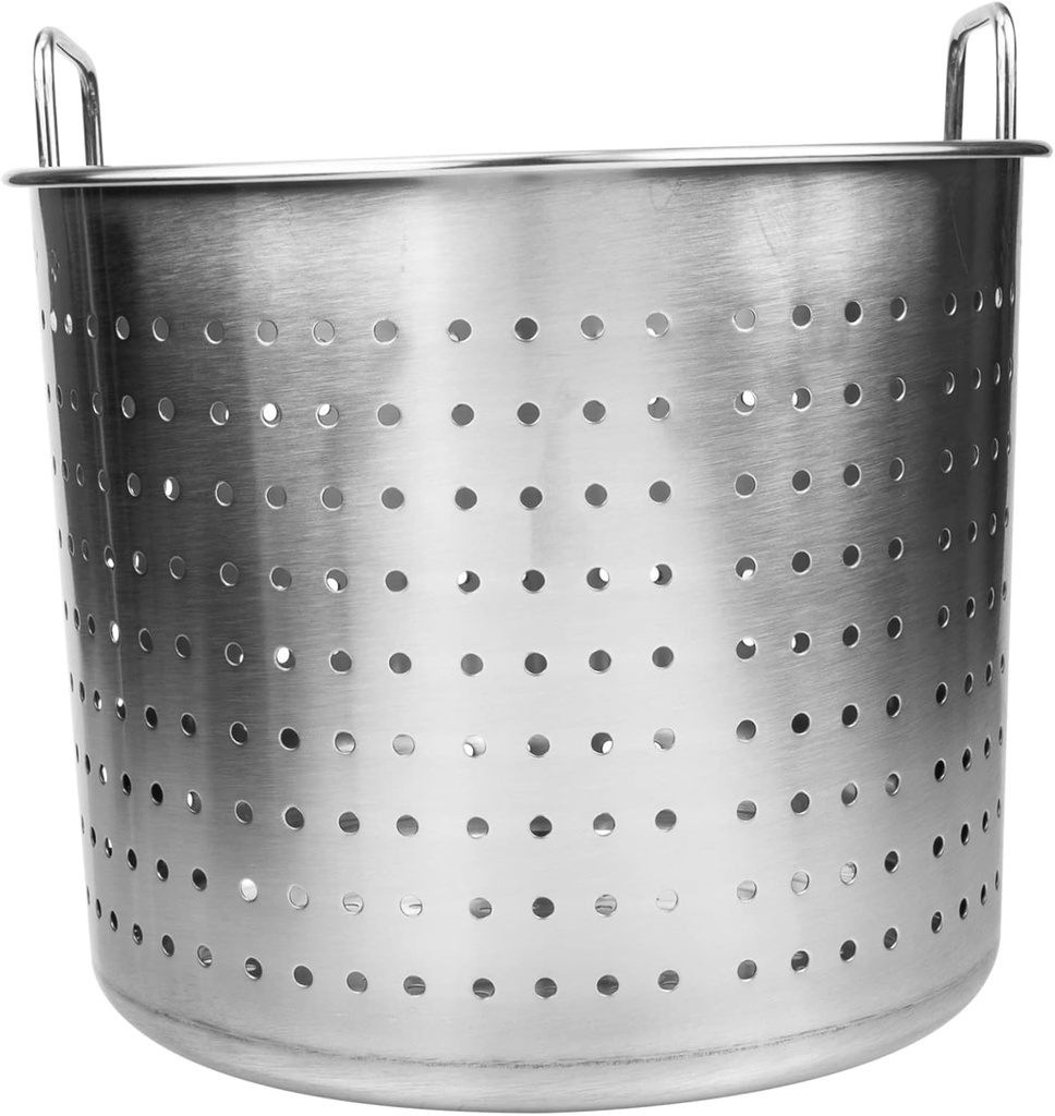 OUNONA Stainless Steel Crawfish Pot with Strainer Basket for Seafood Boil Resistant Metal Bucket for Stewed Meat Smooth Polished Finish Outdoor Cooking Boiler