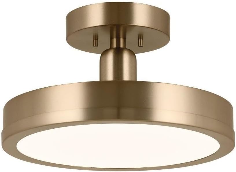 KICHLER Riu 52589CPZ Semi-Flush 1-Light LED 14.25˝ with Opaque White Acrylic Diffuser in Champagne Bronze