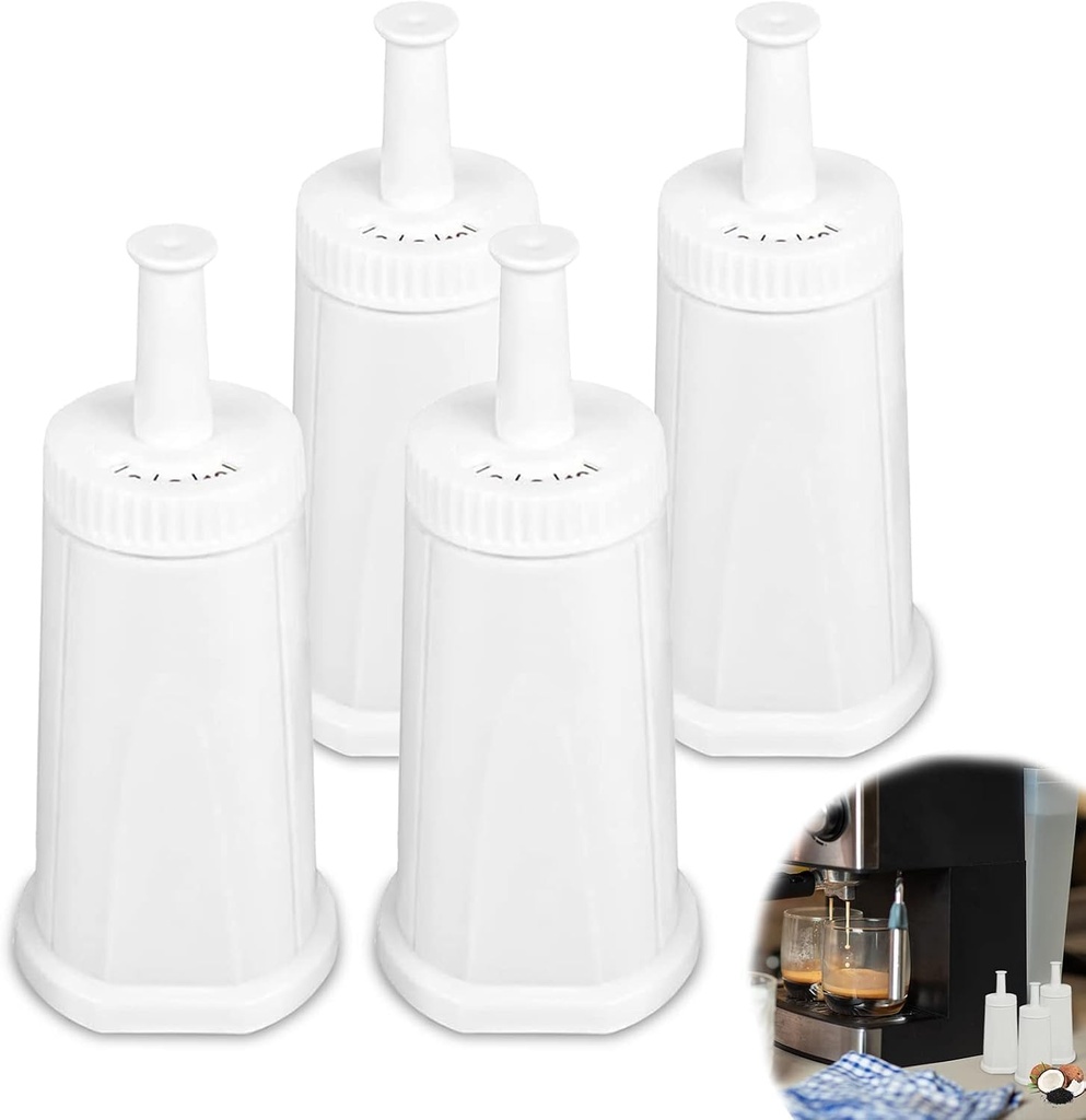 4 Pack Bes880 Water Filter Replacement Compatible with Brevile Sage Oracle Touch,Barista,Claro Swiss,BES878,Bes920,Bes008 Espresso Coffee Machine,Replaces Part #BES008WHT0NUC1