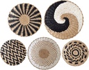 Wall Basket Decor 5Pcs Hanging Rattan Woven Baskets Living Room Wall Decoration Rustic Wall Art Decor Decorative Key Tray Set for Home Bedroom Kitchen