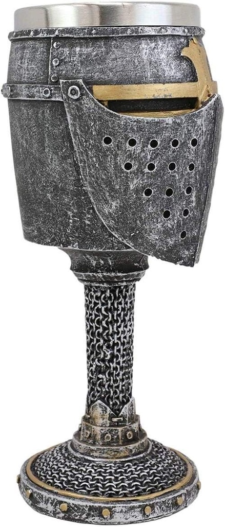 Pacific Giftware Medieval Knight of The Cross Medieval Suit of Armor Helm 7" H Goblet Chalice