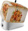 Thanksgiving 4 Slice Toaster Cover, Fall Bread Machine Cover Pumpkin Watercolor Botanical Kitchen Appliance Dust Cover with Top Handle Fingerprint Protection Lightweight Kitchen Toaster Cover
