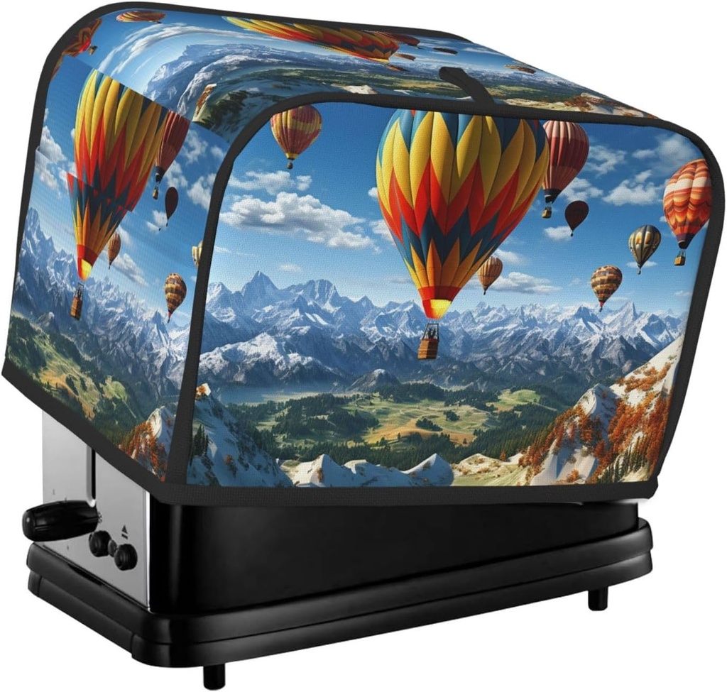 Hot Air Balloon Toaster Cover 2 Slice, Two Slice Bread Machine Covers Quilted Toaster Dust Cover Universal Size Kitchen Small Appliance Cover With Top Handle