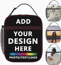 generic Customizable Upgrade Lunch Tote Box Personalized Your Name or Picture Insulated Cooler Lunch Bag custom Reusable Picnic Bag Tote with Adjustable Shoulder Strap and 3-Deck Protection, Style 2
