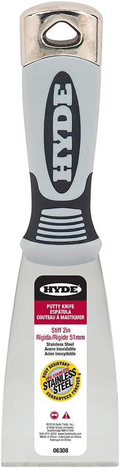 HYDE 06308 2" Stiff Pro Stainless Putty Knife, No Size, No Color