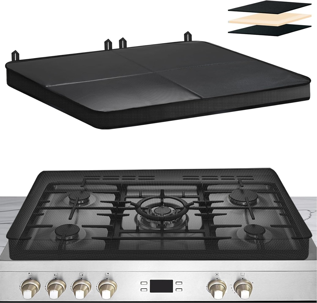Gas Stove Covers For Gas Stove Top Keep clean, Gas / Electric Stove Top Sapce Extend, Upgrade 3-layer Cover with built-in hard board,30" x 21" Waterproof Foldable Gas Stove Top Covers